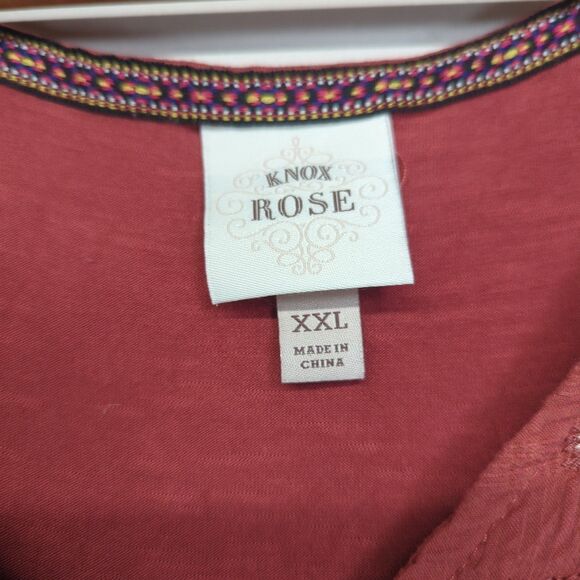 Knox Rose Embroidered Blouse Med Flutter Floral Ruffle Top Work Career Drape XXL - Picture 4 of 7